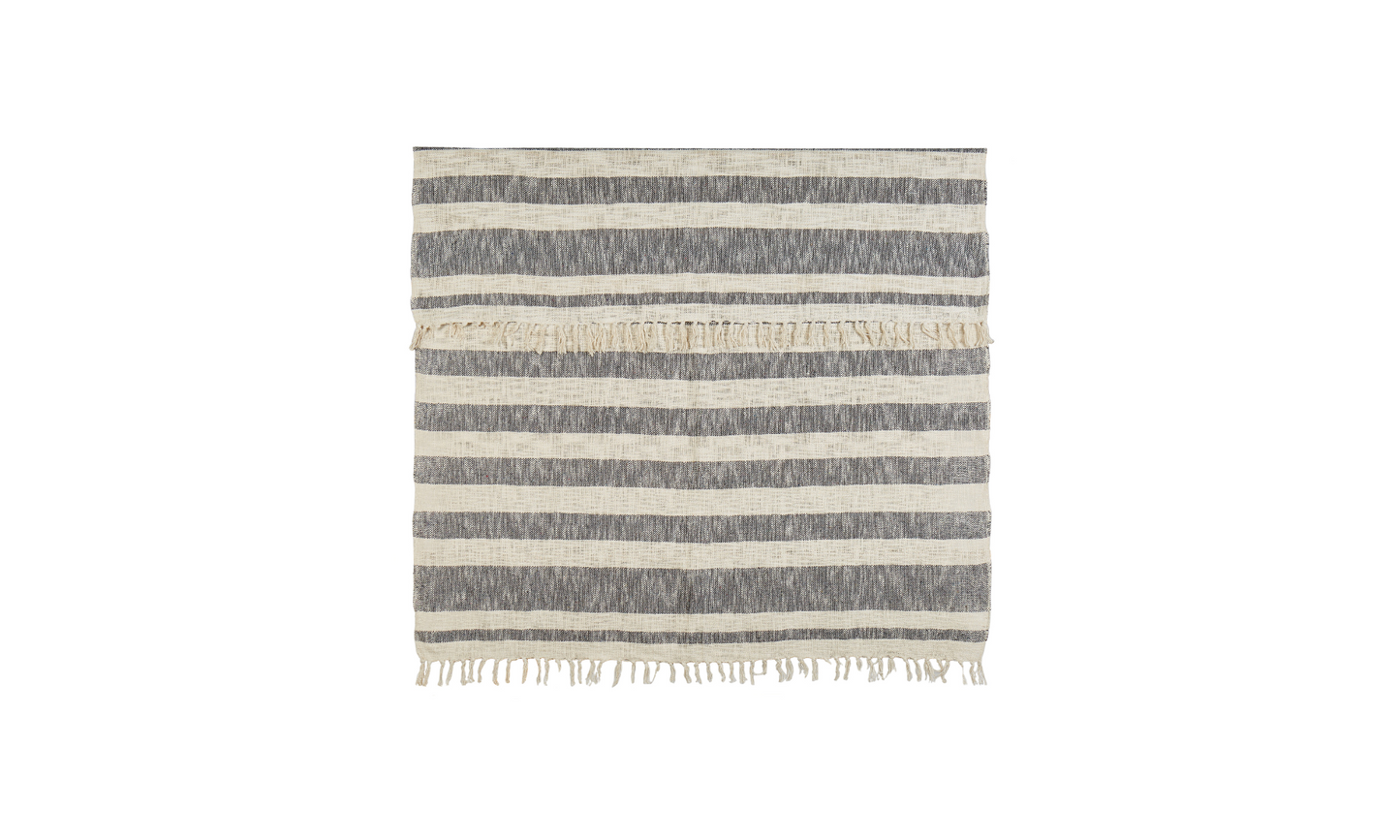 Cotton Slub Woven Throw - striped image 0