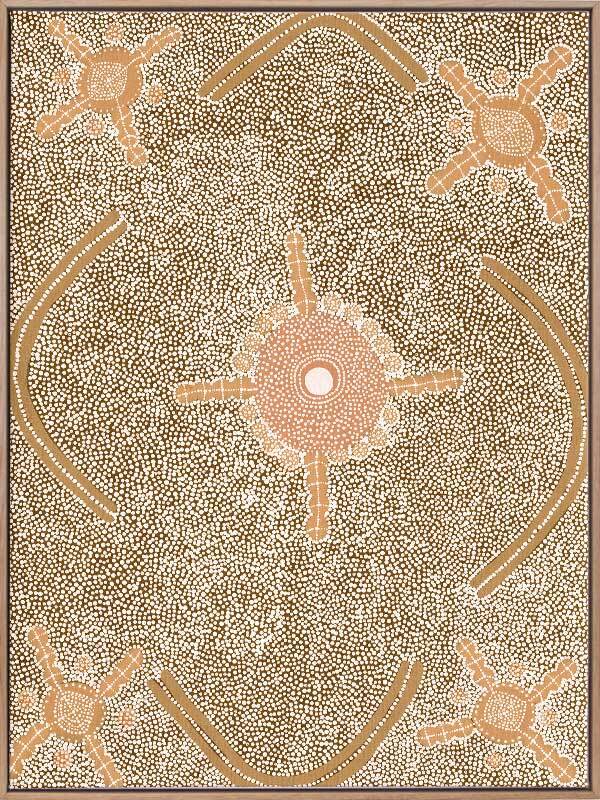 Mina Mina Jukurrpa IX - Oak Box Frame Canvas