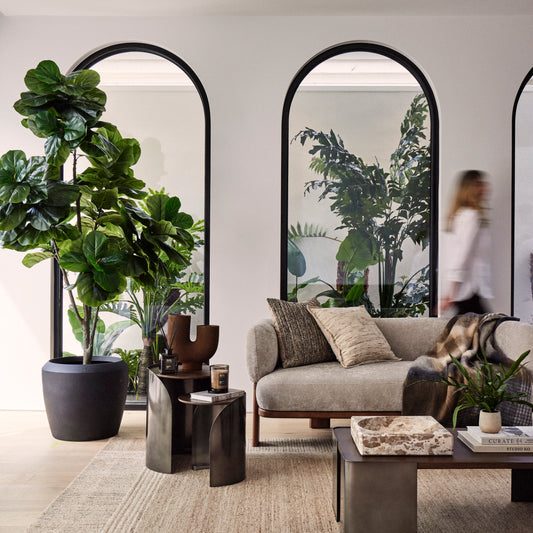 Asher Side Tables 2pcs Set Gunmetal & Walnut