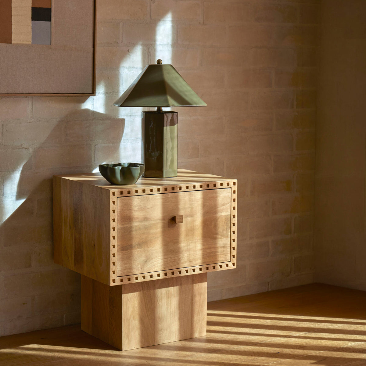 Vero Bedroom Side Table Honey Oak