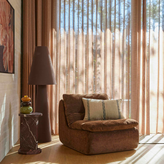 Carrington Linen Floor Lamp Brown
