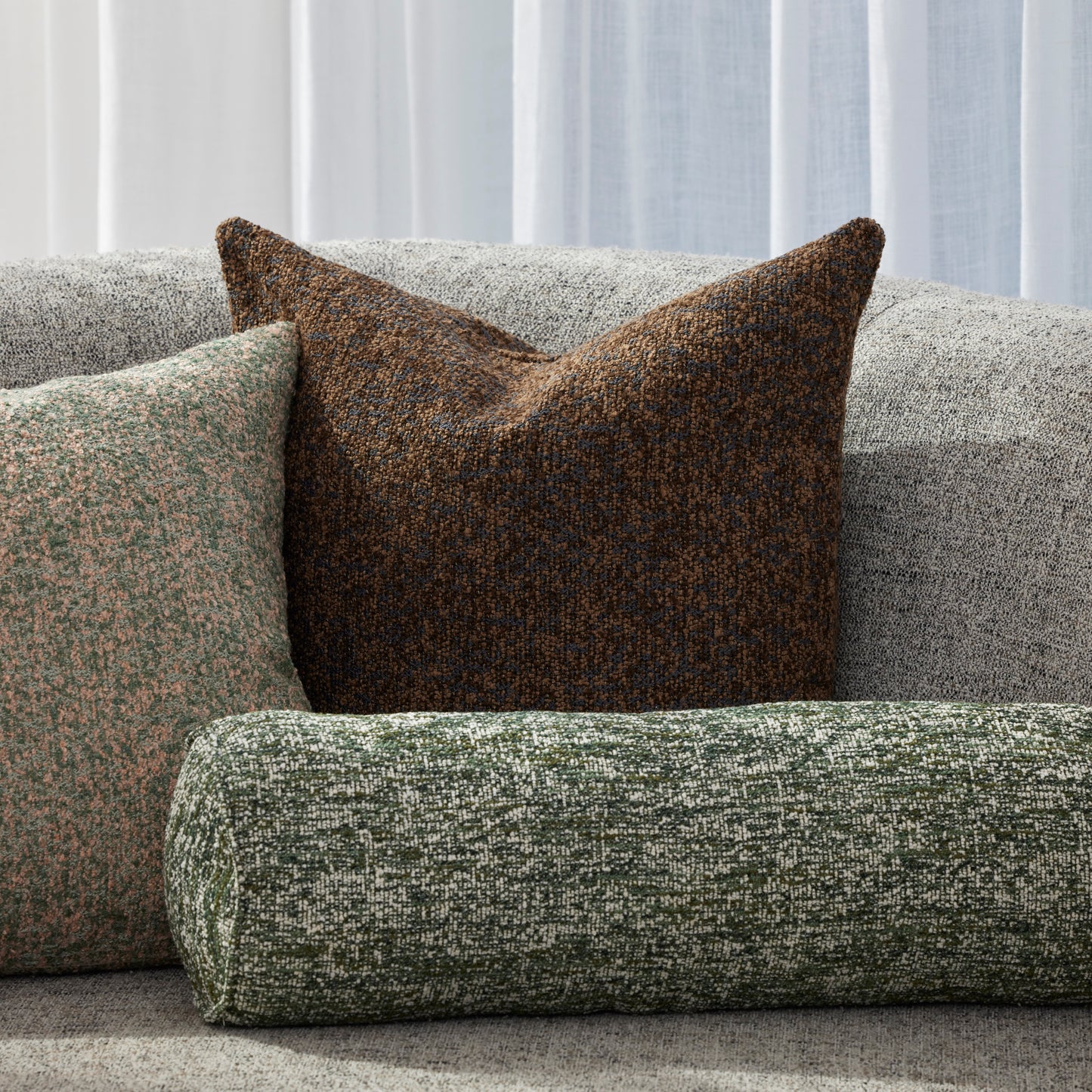 Koba Boucle Bolster Cushion Green